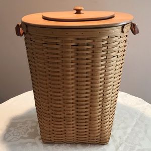 Longaberger XL Oval Waste Basket w/ 2-pc maple lid